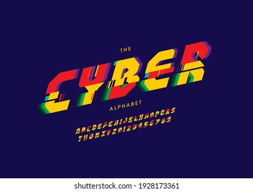 Vector of stylized cyber alphabet and font
