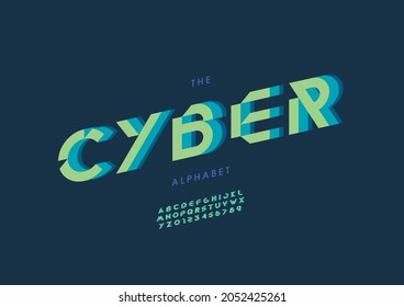 Vector of stylized cyber alphabet and font