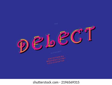 Vector of stylized delect alphabet and font
