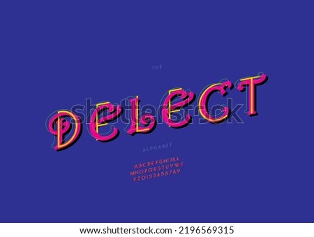 Vector of stylized delect alphabet and font