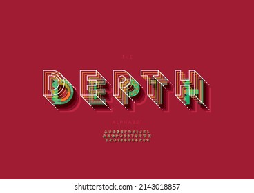 Vector of stylized depth alphabet and font