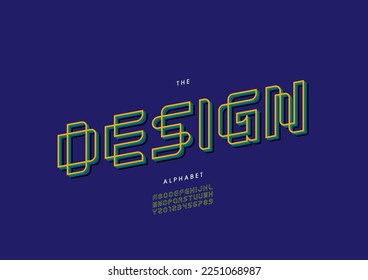 Vector del alfabeto de diseño estilizado y fuente