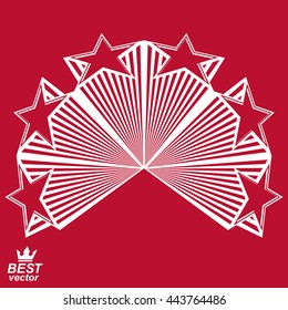 Vector stylized design element, celebration perspective pentagonal stars web emblem. Union idea   eps8 3d heraldic object. Festive aristocratic symbol, corporate branding.