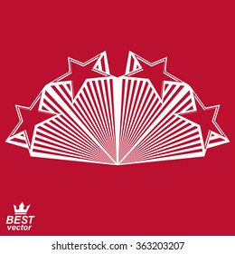 Vector stylized design element, celebrative perspective pentagonal stars web emblem. Union idea,?? eps8 3d heraldic object. Festive aristocratic symbol, corporate.