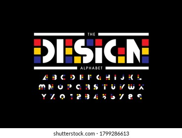 Vector of stylized design font and alphabet