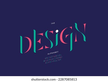 Vector of stylized design font and alphabet