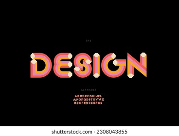 Vector of stylized design font and alphabet