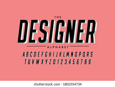 Vector of stylized designer font and alphabet