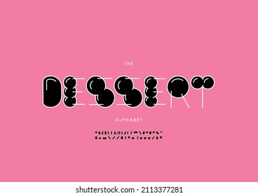 Vector del alfabeto de postre estilizado y fuente
