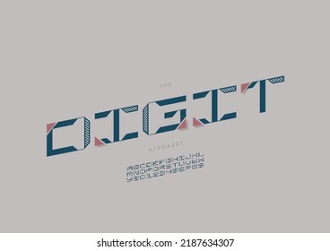 Vector of stylized digit alphabet and font