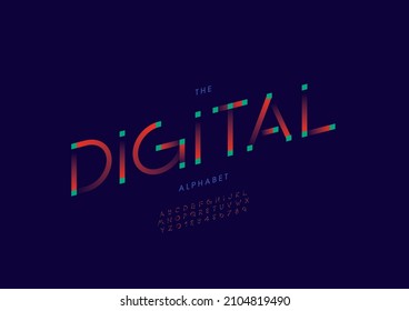 Vector of stylized digital alphabet and font