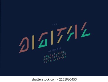 Vector of stylized digital alphabet and font