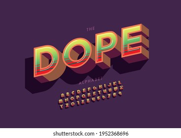 Vector of stylized dope alphabet and font