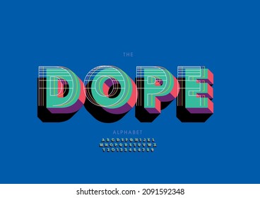 Vector of stylized dope alphabet and font