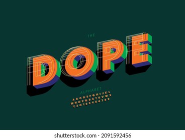 Vector of stylized dope alphabet and font