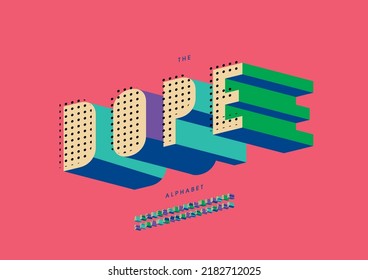 Vector of stylized dope alphabet and font