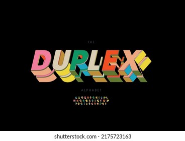 Vector of stylized duplex alphabet and font