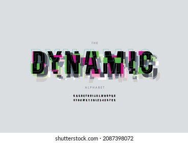 Vector del alfabeto y fuente dinámico estilizado