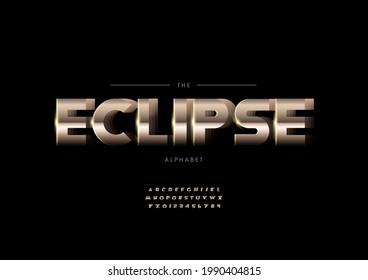 Vector of stylized eclipse alphabet and font