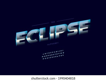 Vector of stylized eclipse alphabet and font