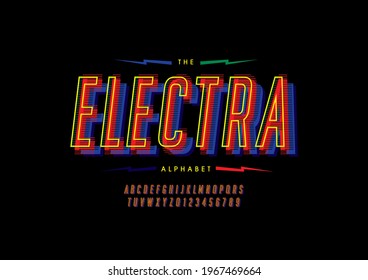 Vector of stylized electra alphabet and font