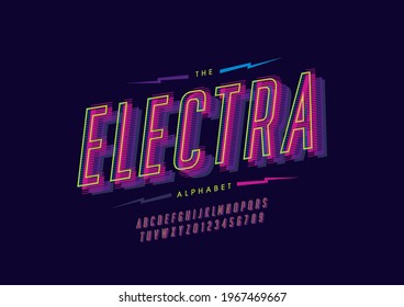 Vector of stylized electra alphabet and font