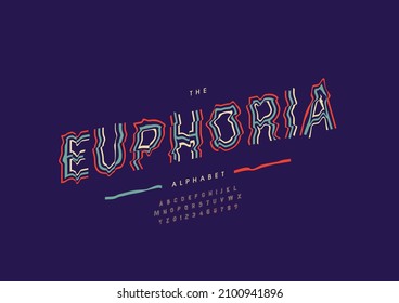 Vector of stylized euphoria alphabet and font