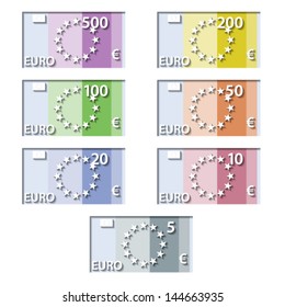 vector stylized euro paper bill banknotes