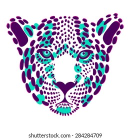 vector stylized face leopard for print on clothing, top, t-shirt