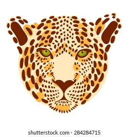 vector stylized face leopard for print on clothing, top, t-shirt