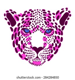 vector stylized face leopard for print on clothing, top, t-shirt