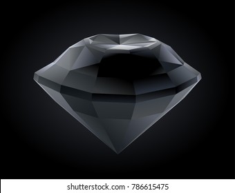 Vector stylized faceted black diamond on dark background	

