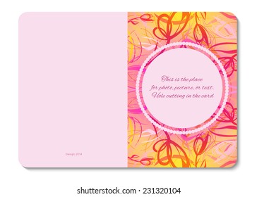 Vector stylized fantasy card with frame and background from tulips