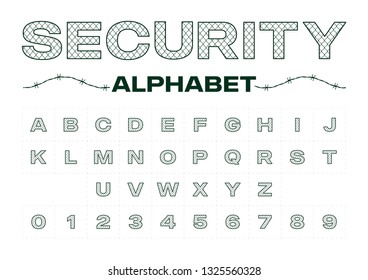 Vector stylized fence alphabet font.
