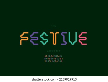 Vektorgrafik des stylisierten festlichen Alphabets und der Schriftart