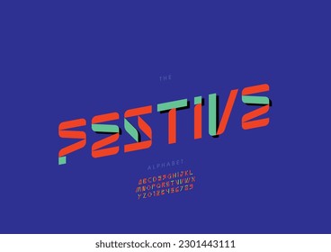 Vector of stylized festive font and alphabet