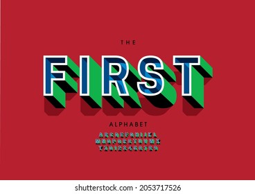 Vector del primer alfabeto estilizado y fuente