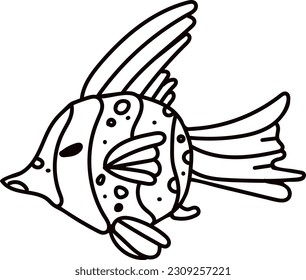 Vector. Stylized fish. Doodle style.
