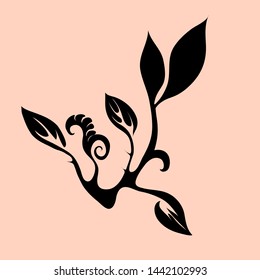 Vector stylized floral pattern silhouette of a branch of a tropical tree for decorating items, print on clothes