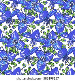 Vector stylized flower colorful bright seamless pattern texture