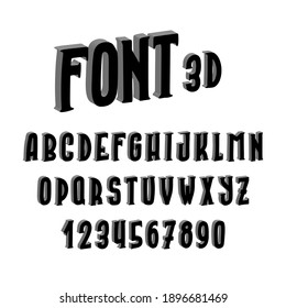 Vector stylized font 3d and alphabet