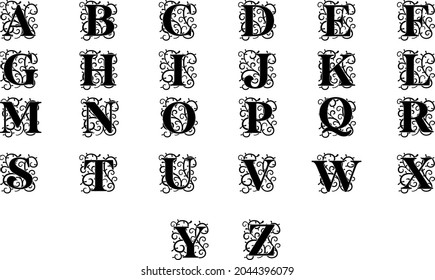 Vector stylized font and alphabet