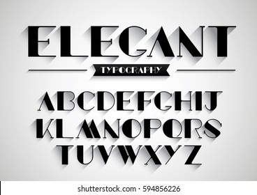 Vector of stylized font and alphabet