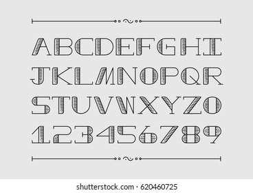 Vector of stylized font and alphabet