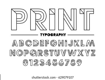 Vector of stylized font and alphabet