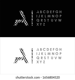 Vector of stylized font and alphabet modern on white and black background