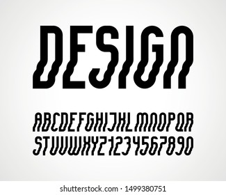 Vector Of Stylized  Font And Alphabet With Shift Wave
