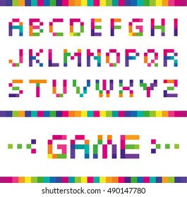 Vector Stylized Font Of The Full-color Pixel Gamer