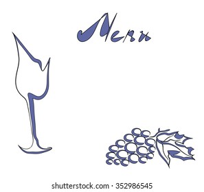 Vector stylized frame with goblet, grape and text