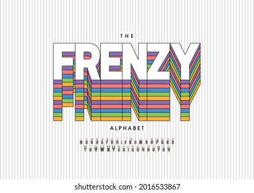 Vector of stylized frenzy alphabet and font